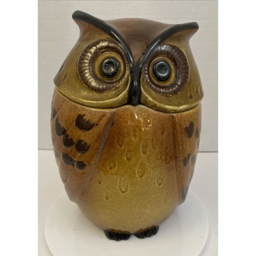 Vintage Metlox Poppytrail Owl Cookie Jar California Pottery - EUC (partial tag)